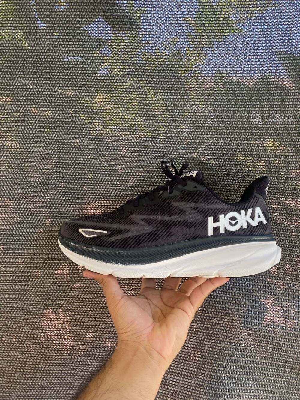 HOKA Clifton 9 Black/White Running Shoes